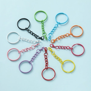 Colorful baked paint lobster clasp keychains with flat rings in ten vibrant assorted colors