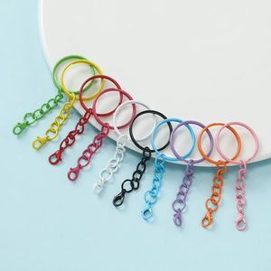 Colorful Painted Alloy Keychain Accessories With Lobster Clasp And Key Ring For DIY Doll Pendant Making Jewelry Findings