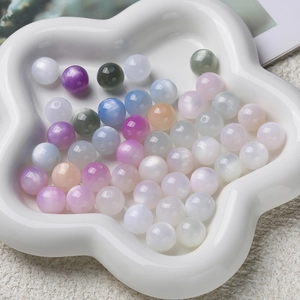 Round Resin Cat Eye Effect Loose Beads Drilled Light Color Changing Gradient Beads For DIY Bracelet Necklace Jewelry