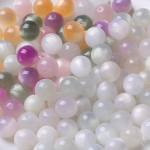 Spherical 8-12mm resin beads with cat eye effect for DIY necklaces and bracelets