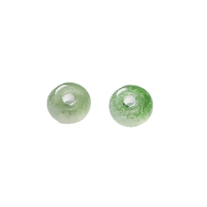 Paire de perles abaque en verre vert translucide à texture lisse pour la création de bijoux