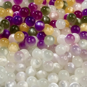 Colorful 8/12mm mermaid resin beads with cat-eye effect for DIY jewelry making