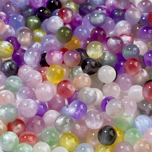 Colorful 8/12mm mermaid resin round beads with gradient glitter for DIY jewelry making