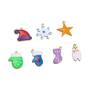 Christmas theme enamel charms set with Santa hat snowflake and bear for DIY jewelry