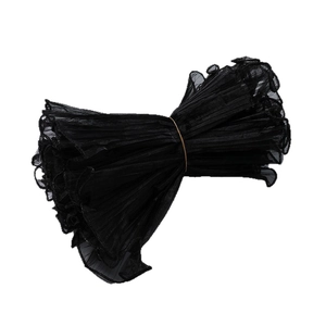 Pleated black wavy tulle lace trim with delicate edging for DIY floral gift packaging