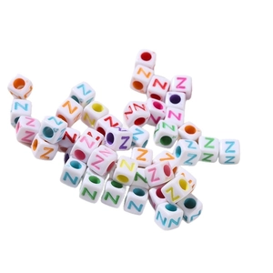 White 6mm acrylic cube alphabet beads with colorful capital letters for DIY jewelry