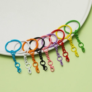 Bunte Lackierte Eisen Schlüsselanhänger Karabinerverschluss Spaltring Verbinder Kette Für DIY Handwerk Puppe Anhänger Schmuckherstellung