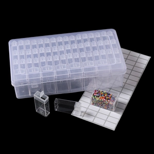 Clear PP plastic storage box with 64 small grid compartments for DIY jewelry beads