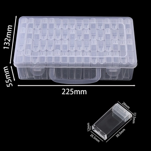 Detail view of 225x132x55mm transparent PP storage box with multi-grid compartments