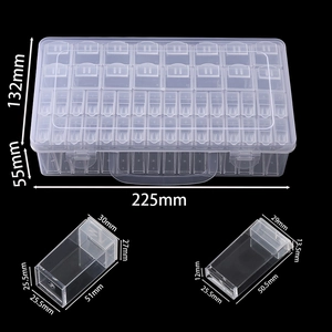 Detail of transparent PP storage box dimensions 225x132x55mm with individual compartments