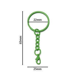 Grün lackierter 25x65mm Schlüsselanhänger mit Karabinerverschluss und Kettengliedern