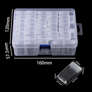 Detail of transparent PP plastic storage box showing precise inner container dimensions