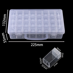 Detailed size measurement of 28-grid transparent plastic storage box for jewelry and DIY craft