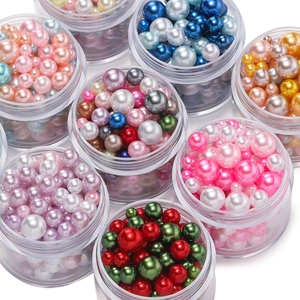 ABS No Hole Mixed Size Macaron Iridescent Imitation Artificial Pearl Beads For DIY Crafts Jewelry Making Creative Box Filling Decor