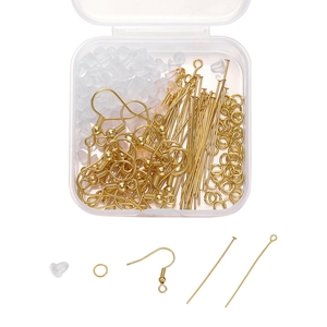 Kit de fabricación de pendientes DIY en oro de 18K con ganchos y alfileres en caja