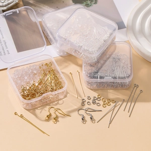 Kit de bricolaje para joyería con ganchos de 18K oro y plata en cajas organizadoras