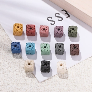 Colorful cube volcanic rock lava beads with porous texture for DIY jewelry making