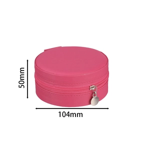 Rose pink round jewelry box detail with 104mm diameter and 50mm height dimensions