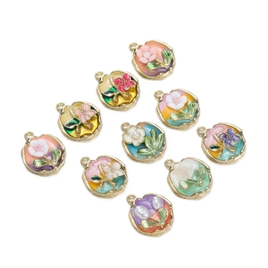 Set de 10 colgantes florales vintage de aleación para creación de joyas DIY y artesanía