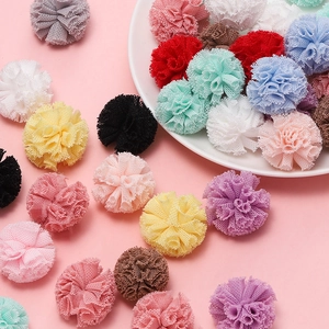 Fleurs pompons en maille élastique de 1,5cm pour accessoires DIY et bijoux faits à la main