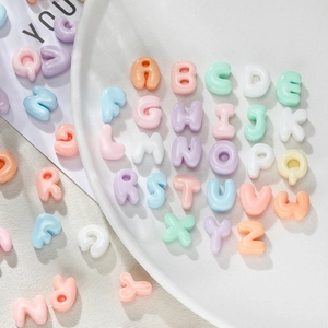 Colorful acrylic A-Z alphabet beads in pastel macaron shades for DIY jewelry making