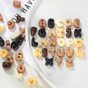 3D coffee-themed resin alphabet beads A-Z for DIY phone cases and hair clips