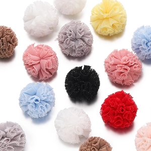 Pompons en tulle maille extensible 2cm de couleurs variées pour accessoires cheveux DIY