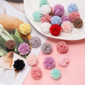 Accessoires de Balle en Maille de Cuivre Colorés Élastique Dentelle Fil Pom Pom Pour Pinces à Cheveux Décoration DIY