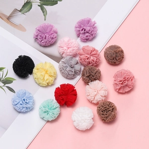 Pompons en tulle élastique de 2 cm colorés pour accessoires cheveux et loisirs créatifs