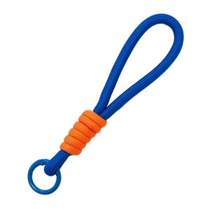 Cordon de téléphone tressé bleu roi et orange avec crochet en anneau métallique