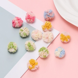 Mini Pompones de Malla Bicolor Encaje Tul Bolas Para Niños Bricolaje Accesorios Para El Cabello Ropa Manualidades Decorativo