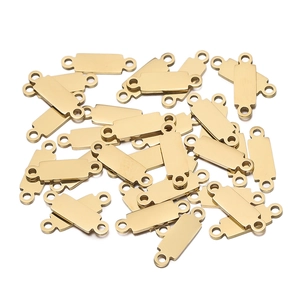 Stainless Steel Rectangle Oval Double Hole Connectors Blank Pendants Engravable DIY Jewelry Making Charms Mirror Polished