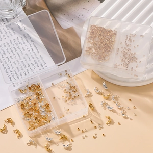 Σετ κοσμημάτων DIY με επίχρυσες και ασημένιες χάντρες 18K σε πλαστικό κουτί δύο θέσεων