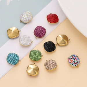 Colorful square zircon pendant charms in various colors for DIY jewelry necklaces