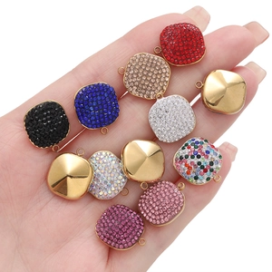 Stainless steel square crystal pendant set with colorful rhinestones for DIY jewelry