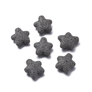 Deep grey star-shaped lava stone loose beads with natural porous texture for DIY jewelry