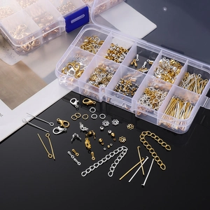 Kit de Fabricación de Joyas DIY Surtido de Accesorios de Aleación de Zinc Hierro Cobre Cierre de Langosta Anillo de Salto