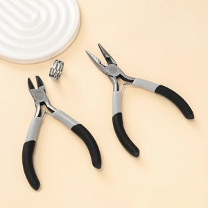 Detail view of 5-inch diagonal and needle nose pliers for DIY jewelry making
