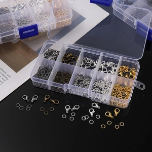 Zinc Alloy Lobster Clasps And Open Jump Rings Jewelry Making Kit With Plastic Storage Box Multiple Colors Craft Repair Finding For Necklace Bracelet Earrings Handmade Jewelry