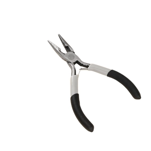 Professional 5-inch long nose pliers with black and grey non-slip handle for DIY jewelry making