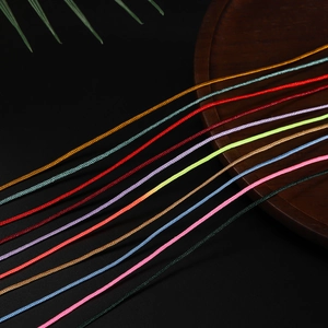 Macro shot of colorful 1mm nylon cords for DIY jewelry weaving and bracelet making