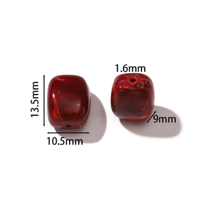 Acrylic beads with dark red marble texture and 13.5mm size for DIY jewelry making