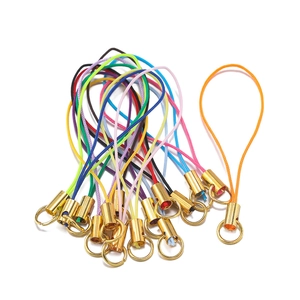 DIY mobile phone lanyard set with golden metal connectors and vibrant nylon braided cords