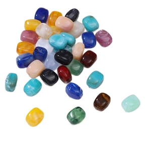 Colorful marbled acrylic rectangular beads with large holes for DIY jewelry making