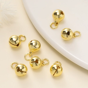 Zes gepolijste gouden bolvormige belletjes met oogjes voor doe-het-zelf sieraden maken