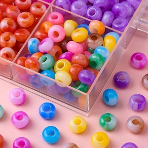 Kleurrijke marmeren acryl kralen met grote gaten voor DIY armbanden maken van sieraden