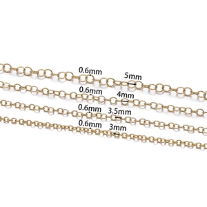 Dettaglio catene in acciaio inossidabile placcato oro 18K con misure da 3mm a 5mm