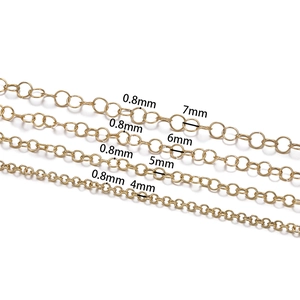 Dettaglio delle dimensioni delle catene in acciaio inox placcato oro 18K da 4mm a 7mm