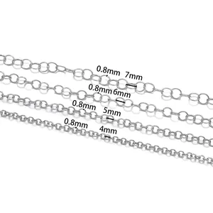 Tabella taglie per catene rolo in acciaio inox con diametri esterni da 4mm a 7mm