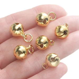 Set van zes vintage gouden metalen bellen voor DIY-sieraden en halsbanden voor dieren